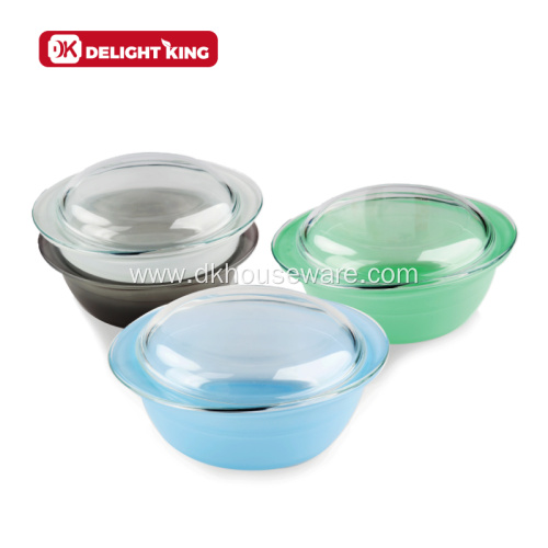 Borosilicate Glass casseroles with Colorful Coating